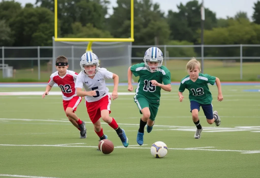 Morse High School football players in action during a game.