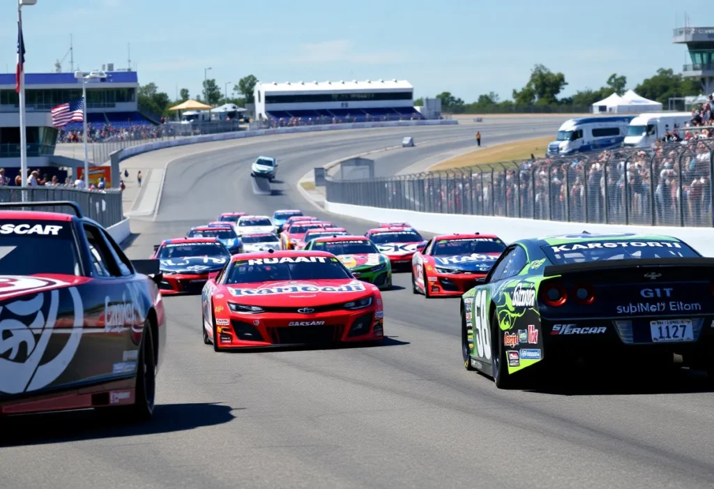 Racing cars on a street circuit at Naval Base Coronado