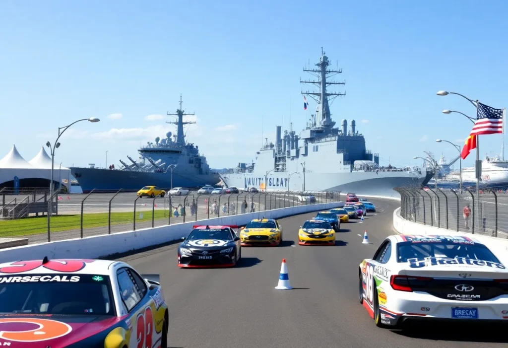 NASCAR cars racing at Naval Base Coronado