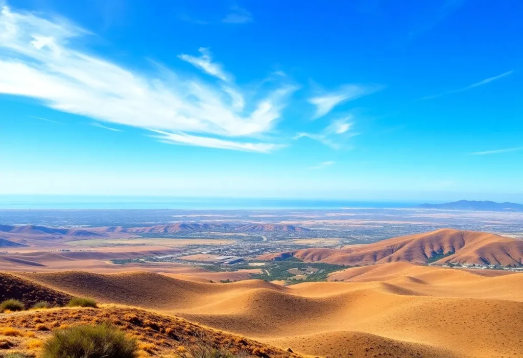 A sunny day in San Diego County showcasing the warmer weather and coastal views.