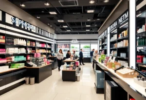 Interior of a Sephora store displaying a range of beauty products.