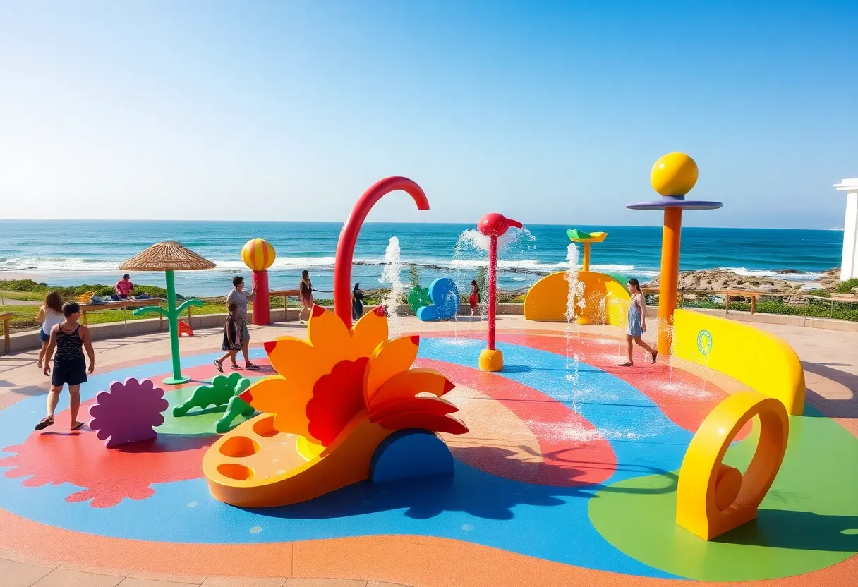Colorful design concept for a splash pad in Imperial Beach