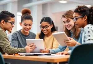 Students participating in digital skills education