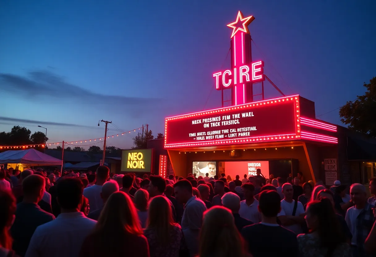 Audience enjoying the premiere of a neo-noir film at a film festival.
