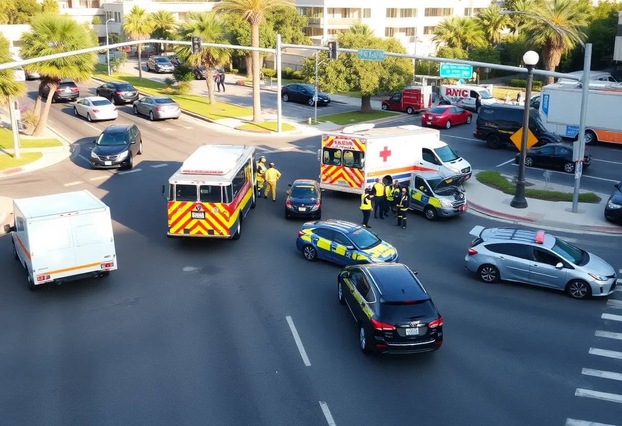 Traffic collision in Irvine with emergency responders on scene