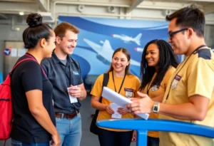 Volunteers at USS Midway Museum interacting with visitors