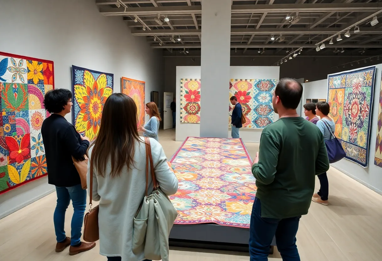 Visitors touring the Visions Museum of Textile Art