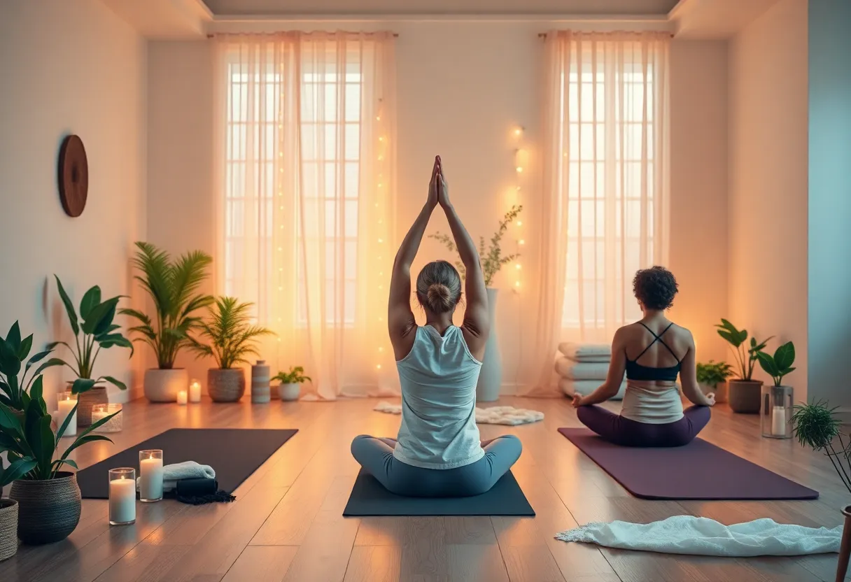 Yoga studio promoting wellness and mindfulness healing